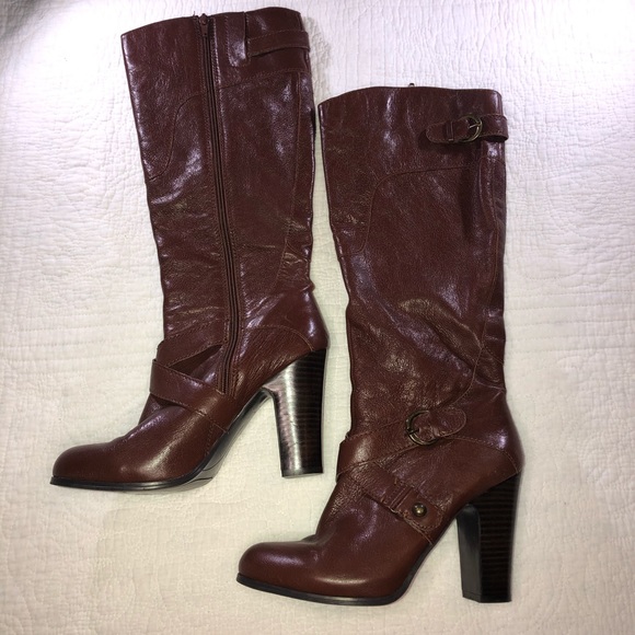 NINE WEST Millicento Brown Leather heeled boots 9 - Picture 4 of 13
